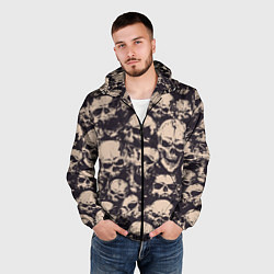 Ветровка с капюшоном мужская Черепа - паттерн, цвет: 3D-черный — фото 2
