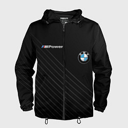 Ветровка с капюшоном мужская BMW, цвет: 3D-черный