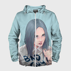 Ветровка с капюшоном мужская Billie Eilish: Bad Guy, цвет: 3D-белый