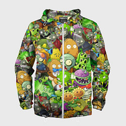 Ветровка с капюшоном мужская PLANTS VS ZOMBIES, цвет: 3D-белый