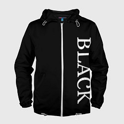 Ветровка с капюшоном мужская Чёрная футболка с текстом, цвет: 3D-белый