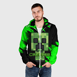 Ветровка с капюшоном мужская MINECRAFT CREEPER, цвет: 3D-белый — фото 2