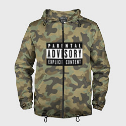 Ветровка с капюшоном мужская Parental Advisory, цвет: 3D-черный