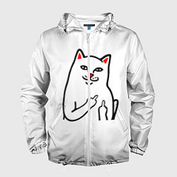 Ветровка с капюшоном мужская Meme Cat, цвет: 3D-белый