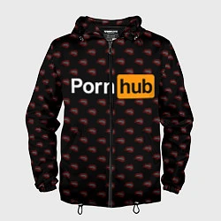 Ветровка с капюшоном мужская PornHub, цвет: 3D-черный