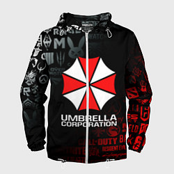 Ветровка с капюшоном мужская RESIDENT EVIL UMBRELLA CORP, цвет: 3D-белый