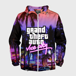 Ветровка с капюшоном мужская Grand Theft Auto Vice City, цвет: 3D-белый