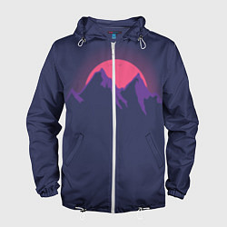 Ветровка с капюшоном мужская Mountain sunset, цвет: 3D-белый