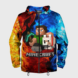 Ветровка с капюшоном мужская MINECRAFT, цвет: 3D-черный