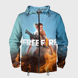 Ветровка с капюшоном мужская Free fire, цвет: 3D-черный