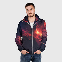 Ветровка с капюшоном мужская Космос, цвет: 3D-белый — фото 2