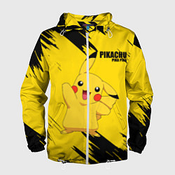 Ветровка с капюшоном мужская PIKACHU: PIKA PIKA, цвет: 3D-белый