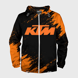 Ветровка с капюшоном мужская KTM, цвет: 3D-белый