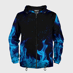 Ветровка с капюшоном мужская СИНИЙ ОГОНЬ, цвет: 3D-черный
