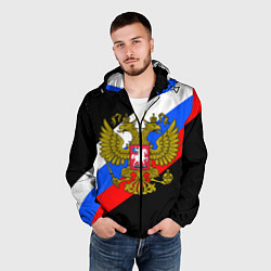 Ветровка с капюшоном мужская РОССИЯ, цвет: 3D-черный — фото 2