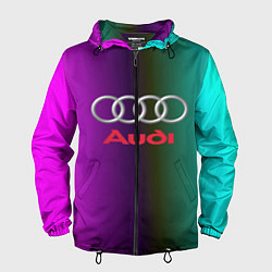 Ветровка с капюшоном мужская Audi, цвет: 3D-черный