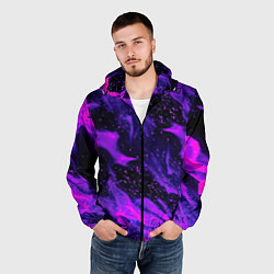 Ветровка с капюшоном мужская ФИОЛЕТОВЫЙ ОГОНЬ, цвет: 3D-черный — фото 2