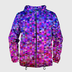 Ветровка с капюшоном мужская Треугольники мозаика пиксели, цвет: 3D-черный
