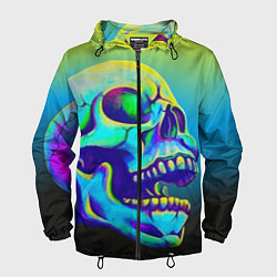 Ветровка с капюшоном мужская Neon skull, цвет: 3D-черный