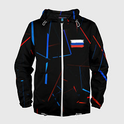 Ветровка с капюшоном мужская Россия Russia, цвет: 3D-белый