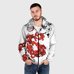 Ветровка с капюшоном мужская Клинок, рассекающий демонов, цвет: 3D-черный — фото 2