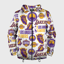 Ветровка с капюшоном мужская LAKERS LOGO, цвет: 3D-черный