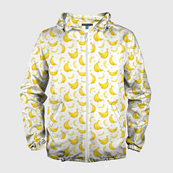 Ветровка с капюшоном мужская Банановый рай, цвет: 3D-белый