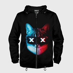 Ветровка с капюшоном мужская Кот XX, цвет: 3D-черный