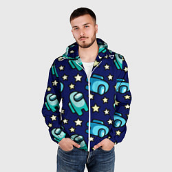 Ветровка с капюшоном мужская Among Us Звёзды, цвет: 3D-белый — фото 2
