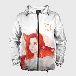 Ветровка с капюшоном мужская Девушка-лиса, цвет: 3D-черный