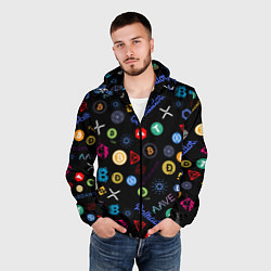Ветровка с капюшоном мужская ЛОГОТИПЫ КРИПТОВАЛЮТ Z, цвет: 3D-черный — фото 2