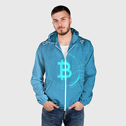 Ветровка с капюшоном мужская Bitcoin, цвет: 3D-белый — фото 2