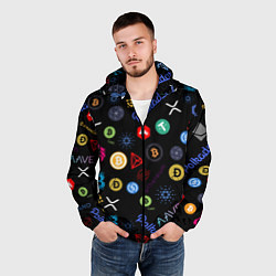 Ветровка с капюшоном мужская BITCOIN PATTERN БИТКОИН Z, цвет: 3D-черный — фото 2