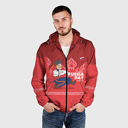 Ветровка с капюшоном мужская День России, цвет: 3D-черный — фото 2