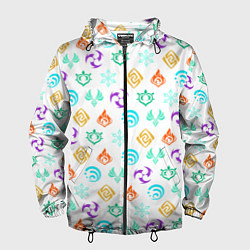 Ветровка с капюшоном мужская GENSHIN IMPACT ЭМБЛЕМЫ, цвет: 3D-черный