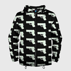 Ветровка с капюшоном мужская Пистолеты, цвет: 3D-черный