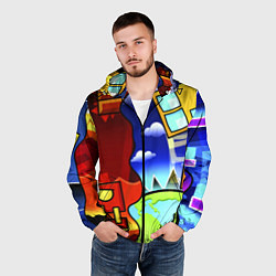 Ветровка с капюшоном мужская Geometry Dash, цвет: 3D-черный — фото 2