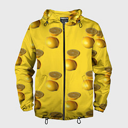 Ветровка с капюшоном мужская Летние лимоны, цвет: 3D-черный