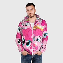Ветровка с капюшоном мужская Pinkie Pie pattern, цвет: 3D-белый — фото 2