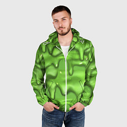 Ветровка с капюшоном мужская Green Slime, цвет: 3D-белый — фото 2