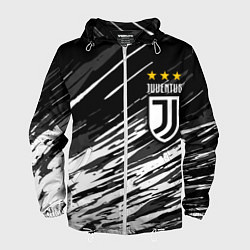 Ветровка с капюшоном мужская JUVENTUS ЮВЕНТУС БРЫЗГИ, цвет: 3D-белый