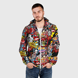 Ветровка с капюшоном мужская Логотипы Аниме Мультиков, цвет: 3D-белый — фото 2