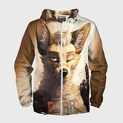 Ветровка с капюшоном мужская Furry jackal, цвет: 3D-белый