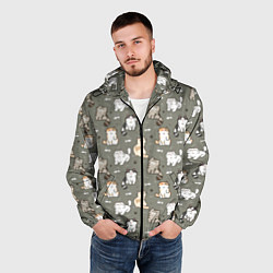 Ветровка с капюшоном мужская Кошечки с рыбками, цвет: 3D-черный — фото 2