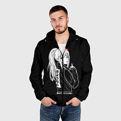 Ветровка с капюшоном мужская Зеро Ту показывает палец, цвет: 3D-черный — фото 2