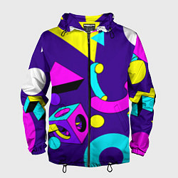 Ветровка с капюшоном мужская Геометрические фигуры, цвет: 3D-черный