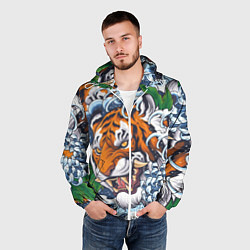Ветровка с капюшоном мужская Тигр, цвет: 3D-белый — фото 2