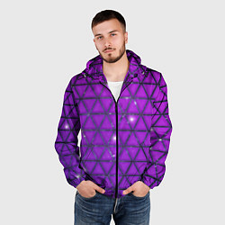 Ветровка с капюшоном мужская Фиолетовые треугольники, цвет: 3D-черный — фото 2