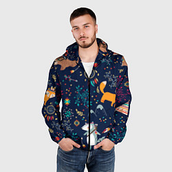 Ветровка с капюшоном мужская Звериный арт, цвет: 3D-черный — фото 2
