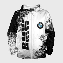 Ветровка с капюшоном мужская BMW БМВ РАЗРЕЗАННОЕ ЛОГО, цвет: 3D-белый
